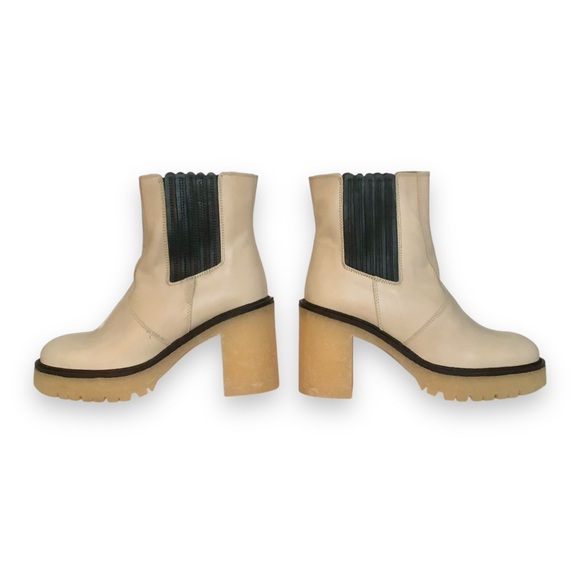 Free People James Chelsea Boots Platform White Leather NWOT Size 36 Chunky - Picture 3 of 8